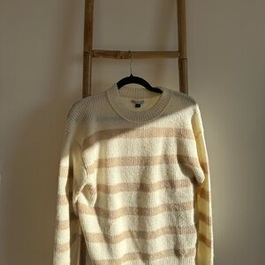 American Eagle Outfitters Cream and Tan Striped Sweater